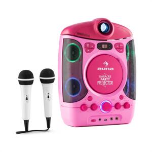 Auna Kara Projectura, růžový, karaoke systém s projektorem, LED světelná show