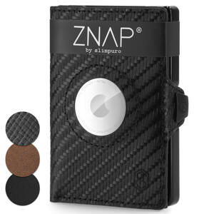Slimpuro ZNAP Airtag Wallet, 8 karet, přihrádka na mince, 8,9 x 1,5 x 6,3 cm (Š x V x H), ochrana RFID