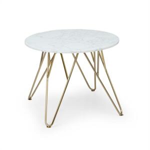 Besoa Round Pearl, konferenční stolek, 55x45 cm (O x V), mramor, zlatý/bílý