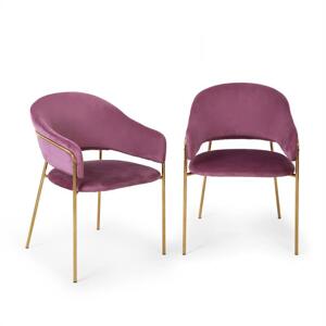 Besoa Salma, pár jídelních židlí, zlatý pochromovaný kovový rám, fialová