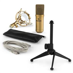 Auna MIC-900BG V1, USB mikrofonní sada, zlatý kondenzátorový mikrofon + stolní stativ