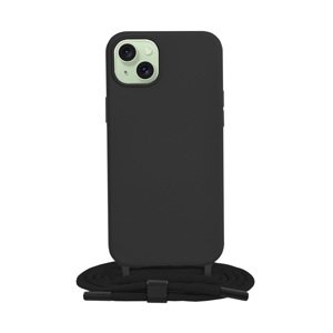 Kryt Techsuit iPhone 15 Plus černý se šňůrkou 109826 (pouzdro neboli obal na mobil iPhone 15 Plus)
