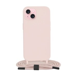 Kryt Techsuit iPhone 15 pudrový se šňůrkou 109890 (pouzdro neboli obal na mobil iPhone 15)