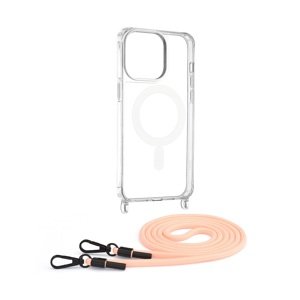 Kryt Techsuit Mag iPhone 15 Pro s růžovou šňurkou průhledný 109898 (pouzdro neboli obal na mobil iPhone 15 Pro)