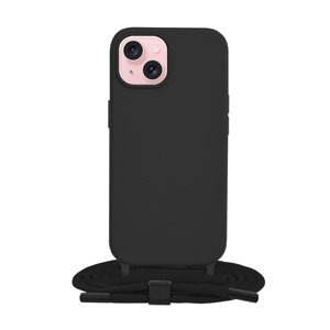 Kryt Techsuit iPhone 15 černý se šňůrkou 109907 (pouzdro neboli obal na mobil iPhone 15)