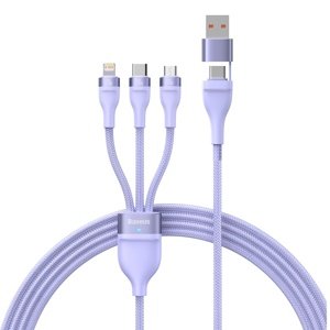 Kabel Baseus Flash Series II 3 v 1 - USB + Type C na Type C, Lightning, Micro USB - 100W 1,2 metru (CASS030105) fialový