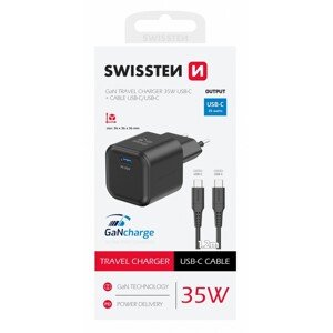 Rxchlonabíječka Swissten vč. datového kabelu USB-C 1.2m 35W černá