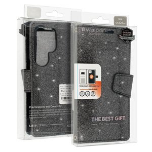 Knížkové pouzdro Liavec Glitter Magsafe pro Samsung Galaxy S24 Plus černé