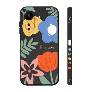 Kryt TopQ Design Xiaomi Redmi 13C Malované květy černý 122977 (pouzdro neboli obal na mobil Xiaomi Redmi 13C)