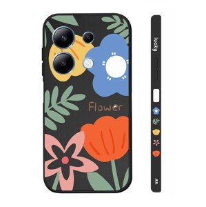 Kryt TopQ Design Xiaomi Redmi Note 13 Malované květy černý 122990 (pouzdro neboli obal na mobil Xiaomi Redmi Note 13)