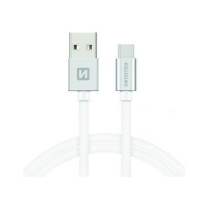 Datový kabel Swissten USB-C (Type-C) 2m stříbrný 30523