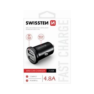 Nabíječka do auta Swissten 4.8A černá Dual 30906