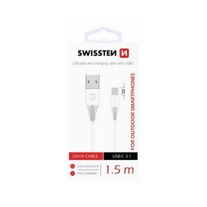Datový kabel Swissten pro outdoorové smartphony USB-C (Type-C) 1,5m bílý 36889