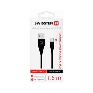 Datový kabel Swissten pro outdoorové smartphony micro USB 1,5m černý 36891