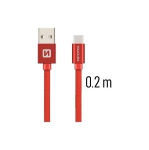 Datový kabel Swissten USB-C (Type-C) 0,2m červený 43813