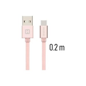 Datový kabel Swissten USB-C (Type-C) 0,2m růžový 43817