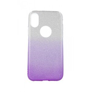 Pouzdro Forcell iPhone XS glitter stříbrno-fialové 48641 (kryt neboli obal na mobil iPhone XS)