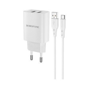 Nabíječka Borofone BN2 Smart včetně USB-C datového kabelu 2.1A bílá 75824