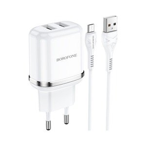 Nabíječka Borofone DBN4 Aspiring včetně USB-C datového kabelu 2.4A bílá 76093