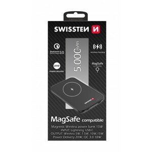 Swissten power bank for iphone 12, 12 pro, 12 pro max, 13, 13 pro max  (magsafe compatible) 5000 mah