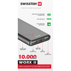 Powerbank Swissten Worx II 10000 mAh