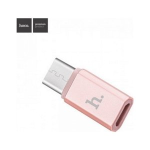 Adaptér HOCO USB-C - microUSB růžový 92798
