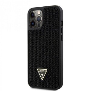 Zadní kryt Guess Rhinestones Triangle Metal Logo na iPhone 12 Pro Max černý