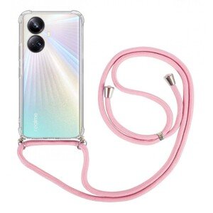 Kryt TopQ Realme 10 s růžovou šňůrkou průhledný 98044 (pouzdro neboli obal na mobil Realme 10)