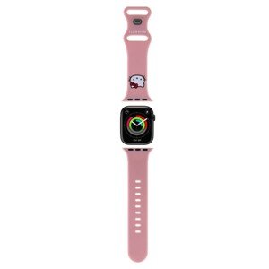 Řemínek Hello Kitty Liquid Silicone Kitty Head Logo pro Apple Watch 38-40mm růžový