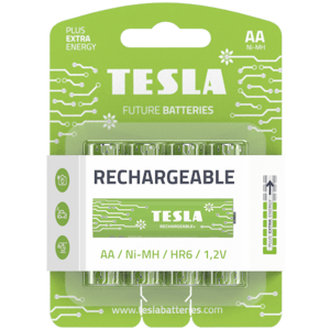 TESLA RECHARGEABLE+ AA - alkalická baterie HR06, nabíjecí, 4ks